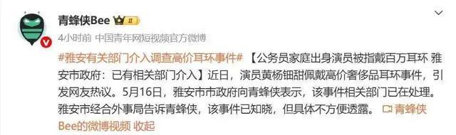引全网破案！父亲公务员履历被扒瓦力棋牌游戏黄杨钿甜天价耳环(图1)